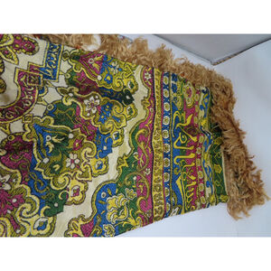 Granada Islamic Spain Textile Scarf Arabic Calligraphy Approx 50"x52" VTG fringe